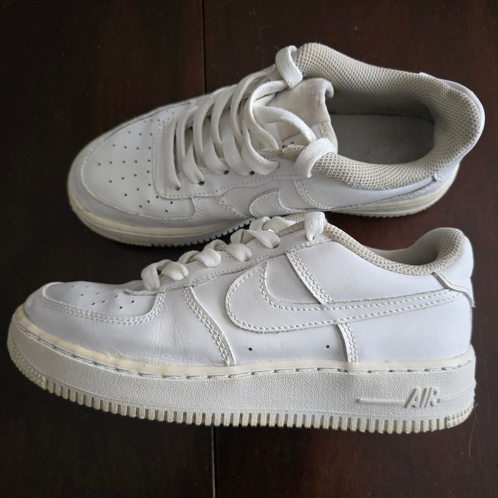 Nike Air Force 1 Low Triple White Leather Sneaker DH2920-111 Youth 4Y Womens 5.5